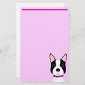 Hübsch in rosa Boston-Terrier Briefpapier (Vorne/Hinten)