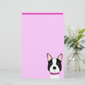 Hübsch in rosa Boston-Terrier Briefpapier (Stehend Vorderseite)