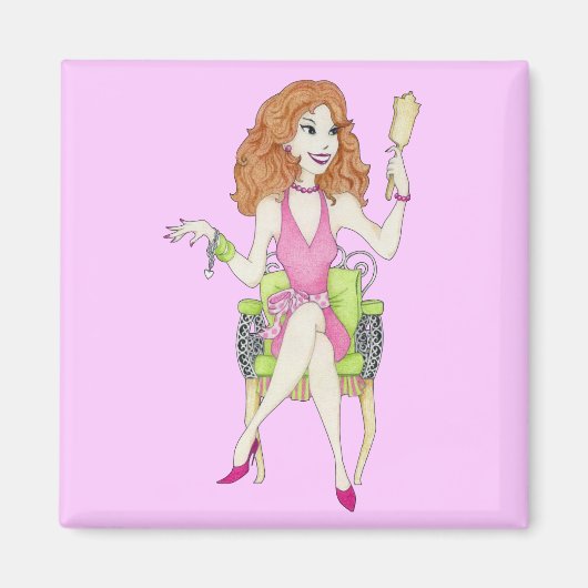 Hübsch in rosa Farbe Magnet (Vorne)