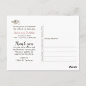 Hübsch in rosa Foto Gerahmte Geburtserklärung Postkarte (Rückseite)