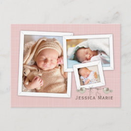 Hübsch in rosa Foto Gerahmte Geburtserklärung Postkarte