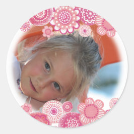 Hübsch in rosa gestrichene Girls Foto Cupcake Topp Runder Aufkleber