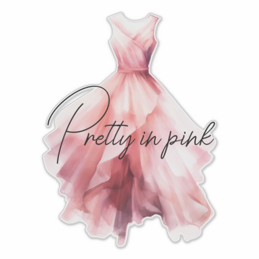 Hübsch in rosa Kleid Aufkleber (Vorderseite)
