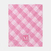Hübsch in rosa Muster | Monogramm Fleecedecke (Vorderseite)