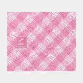 Hübsch in rosa Muster | Monogramm Fleecedecke (Vorderseite (Horizontal))