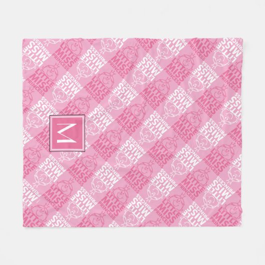 Hübsch in rosa Muster | Monogramm Fleecedecke (Vorderseite (Horizontal))