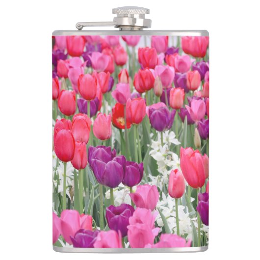 Hübsch in rosa Petalen Flachmann (Vorderseite)