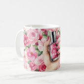 Hübsch in Rosa Roses Blumennagel Polnisch Kaffeetasse (Vorderseite Links)