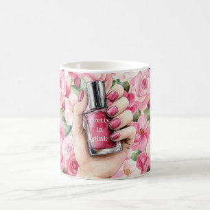 Hübsch in Rosa Roses Blumennagel Polnisch Kaffeetasse