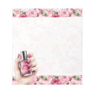 Hübsch in Rosa Roses Blumennagel Polnisch Notizblock