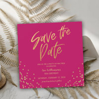 Hübsch in Rosa Save the Date Gold Glitzer