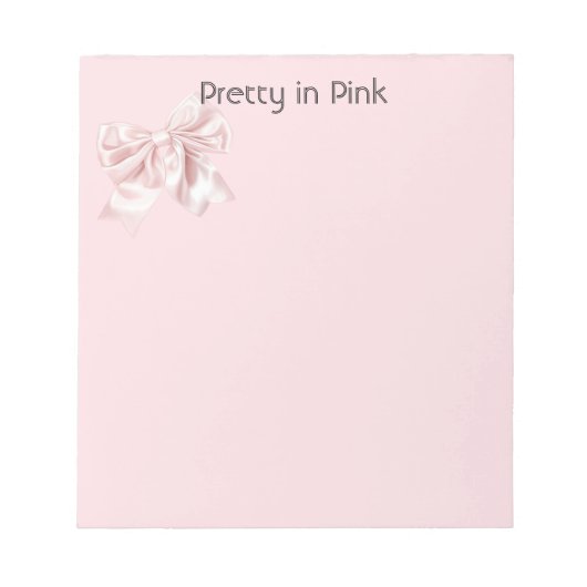 Hübsch in Rosa Schleife Notizblock (Vorderseite)