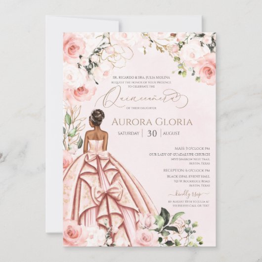 Hübsch in Rosa Schöne Rosa Rose Stille Einladung (Vorderseite)