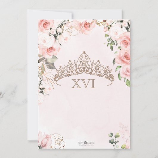 Hübsch in Rosa Schwarze Rose Sweet 16 Birthday Einladung (Rückseite)