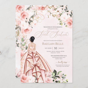 Hübsch in Rosa Schwarze Rose Sweet 16 Birthday Einladung