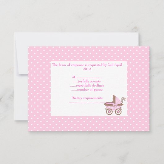 hübsch in rosa uAwg mit Kinderwagen RSVP Karte (Vorderseite)