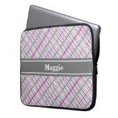 Hübsch in Rosa und Grau Karierter Laptop-Sieb Laptopschutzhülle (Vorderseite Links)