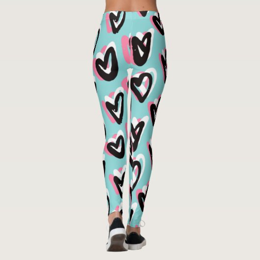 Hübsch in rosa und schwarz-grafischen Herz-Legging Leggings (Rückseite)