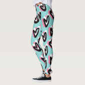 Hübsch in rosa und schwarz-grafischen Herz-Legging Leggings (Links)