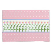 Hübsch in rosa und weiße Flecken und Blumengrenze Kissenbezug (Vorderseite-Rechts)