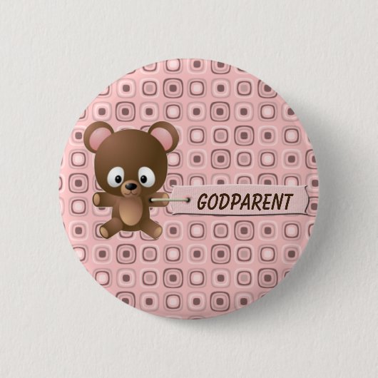 Hübsch in rosa Whos der Godparent Button (Vorderseite)