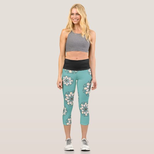 Hübsch in Türkis Capri Leggings (Vorderseite)