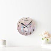 Hübsch Irisierend Boho Chic Floral Rustikal Maßges Runde Wanduhr (Zuhause)