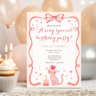 Hübsch Kitty Birthday Einladung