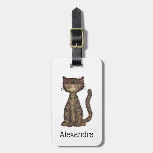 Hübsch Kitty Cat Personalisiert Gepäckanhänger (Vorderseite vertikal)