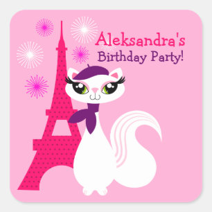Hübsch Kitty Paris Geburtstagskleber Quadratischer Aufkleber