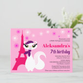 Hübsch Kitty Paris Pink Birthday Einladung (Stehend Vorderseite)