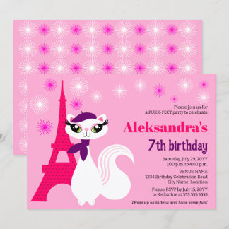 Hübsch Kitty Paris Pink Birthday Einladung