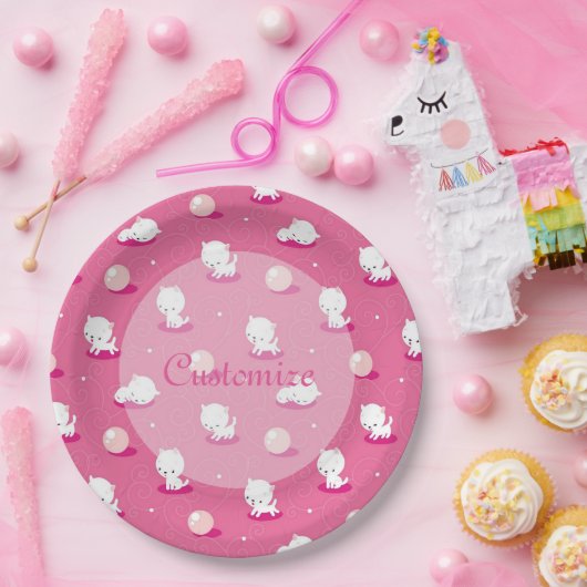 Hübsch Kitty Pink Kittens Musterpapier Teller (Party)