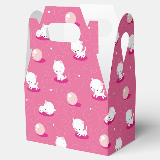 Hübsch Kitty Pink Kittens Pattern Gefälligkeitsbox Geschenkschachtel (Geöffnet)