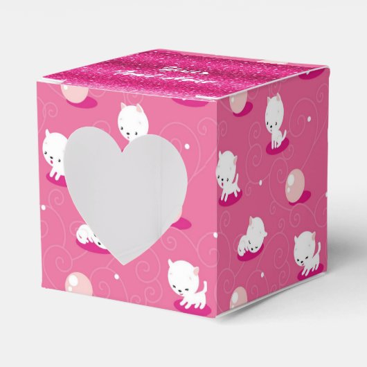 Hübsch Kitty Pink Kittens Pattern Herz Gefallen Bo Geschenkschachtel (Vorderseite)