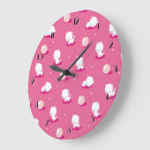Hübsch Kitty Pink Kittens Pattern Wall Clock Große Wanduhr (Winkel)