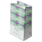 Hübsch Kleine Lila Blume Gemusterte Geschenktasche Kleine Geschenktüte (Rückseite Schrägansicht)