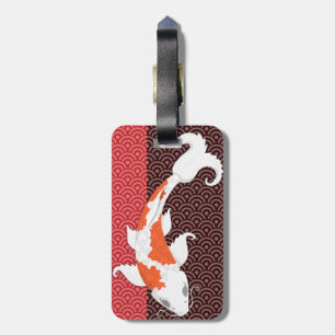 Hübsch Koi on Red and Brown - Custom Luggage Tag Gepäckanhänger