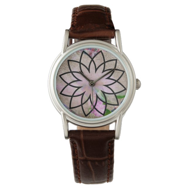 Hübsch Ladys Lotus Blume Armbanduhr (Vorderseite)