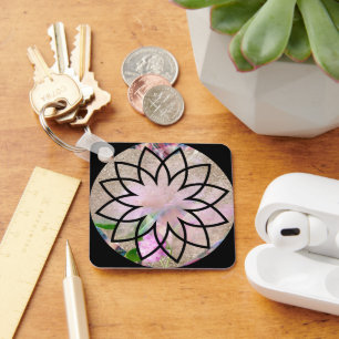 Hübsch Ladys Stilvolle Rosa Lotus Blume Schlüsselanhänger