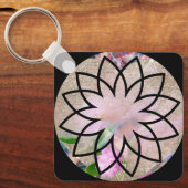 Hübsch Ladys Stilvolle Rosa Lotus Blume Schlüsselanhänger (Vorderseite)