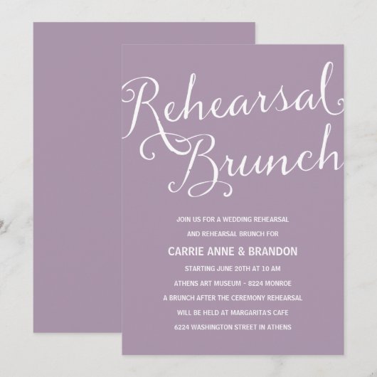 Hübsch Lavendel | Calligraphie Probe Brunch Einladung (Vorne/Hinten)