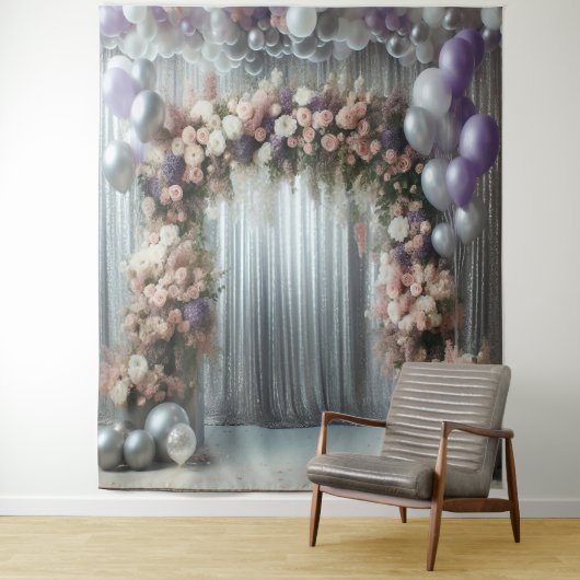 Hübsch Lavendel Floral Balloon Arch Hanging Wandteppich (Beispiel)