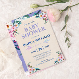 Hübsch Lavendel Pastel Boho Floral Baby Dusche Einladung