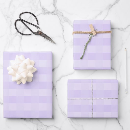 Hübsch Lavender Lila Gingham Pattern Geschenkpapier Set (Vorderseite)