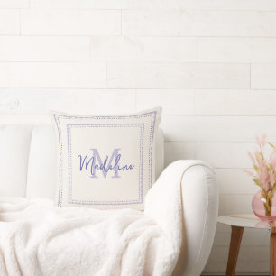 Hübsch Lavender Monogram Script Pillow Kissen