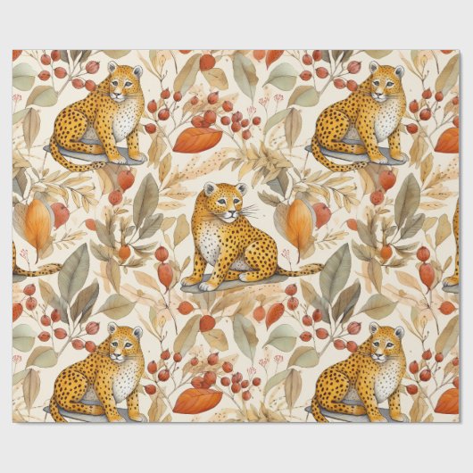 Hübsch Leopard Wildkatze Natur Tierwelt Geschenkpapier (Flach)