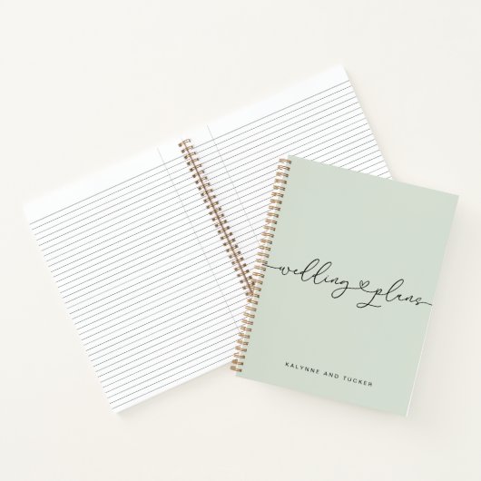 Hübsch Light Green Wedding Plans Heart Notebook Notizblock (Innenseite)