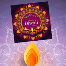 Hübsch Lila Diya Colorful Mandala Happy Diwali
