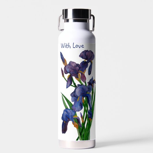 Hübsch Lila Iris-Aquarellfarbe Trinkflasche (Vorne)